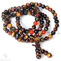 6mm multi color tiger eye 108 bead pendant bracelet handmade accessories