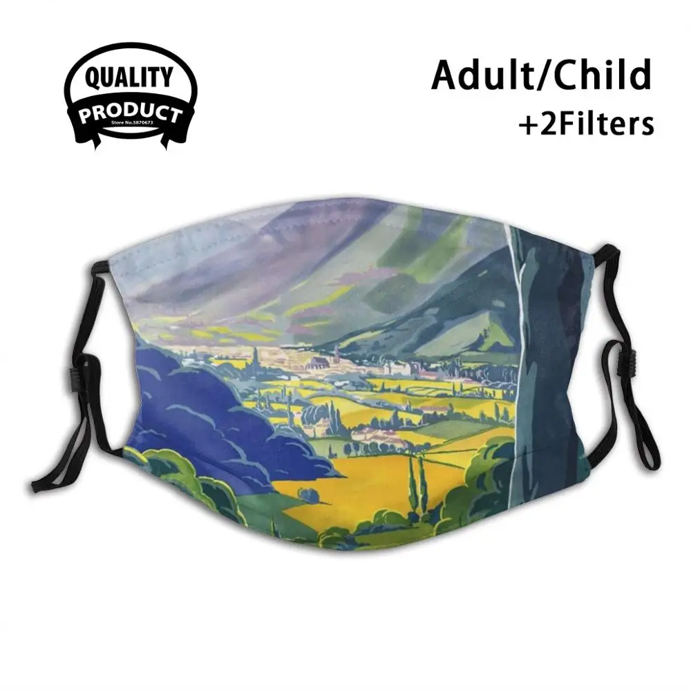 

Bagnères De Bigorre 1930S France Vintage Poster Restored Anti Dust Face Mask Washable Filter Reusable Washable France French