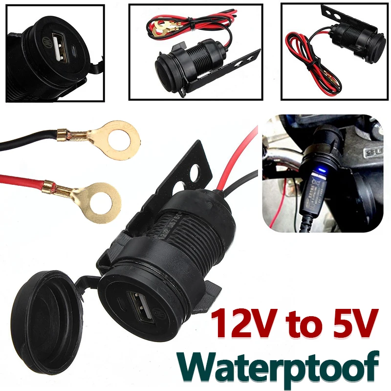 12V черный водонепроницаемый мотоцикл руль сотовый телефон USB зарядное устройство
