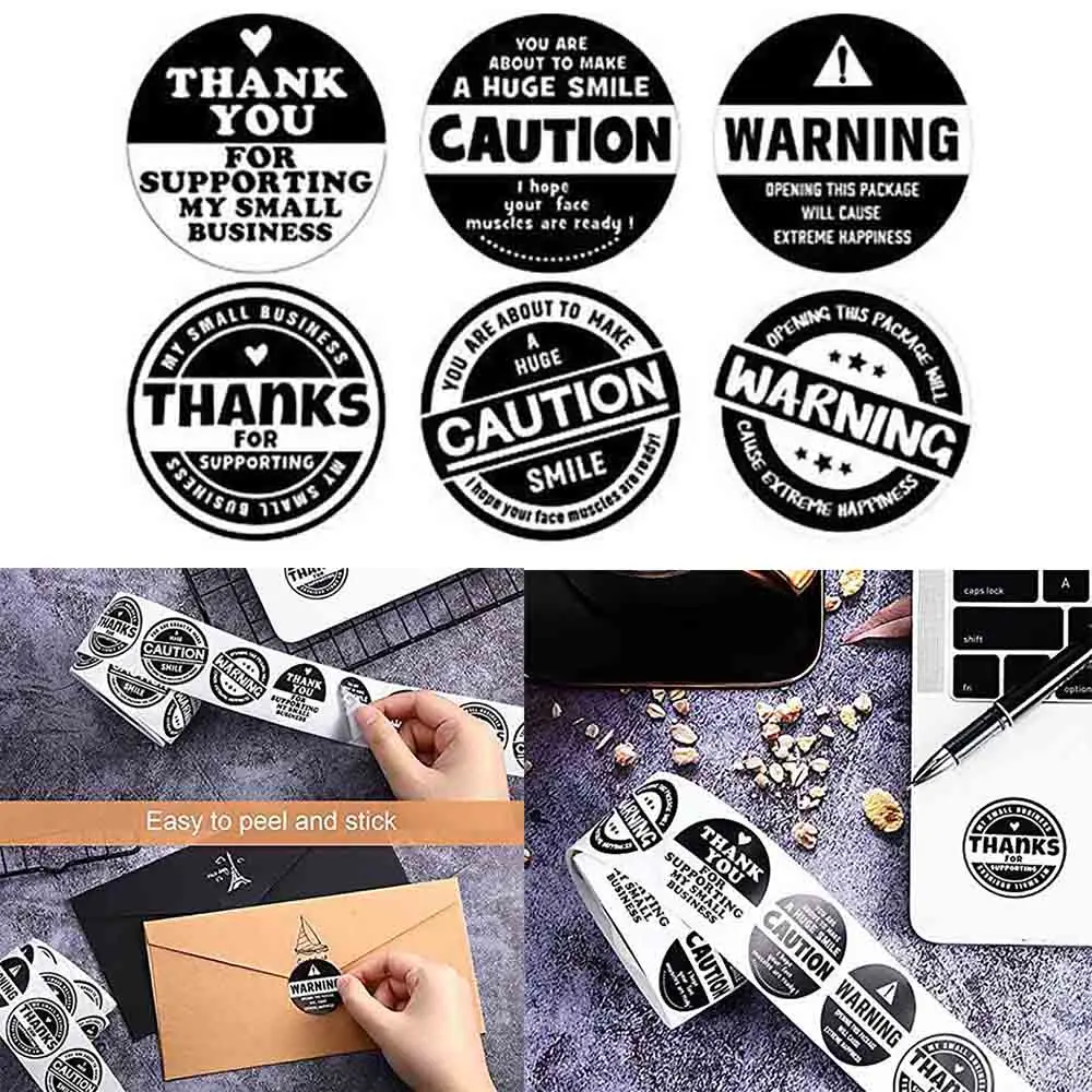 

500pcs 1.5inch Black White Thank You Stickers for Envelope Sealing Labels Stationery Supplies Handmade Gift Decoration Sticker