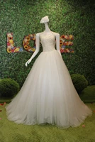 2015 vestido de noiva real made sleeveless pearls ball gown lace wedding dresses d01