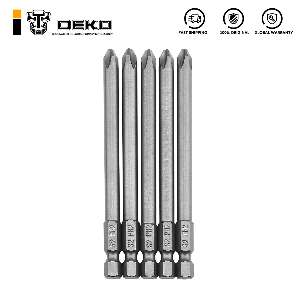 5 шт. шестигранная отвертка DEKO SCRE06 S2 сталь 1/4 дюйма шестигранный хвостовик винт