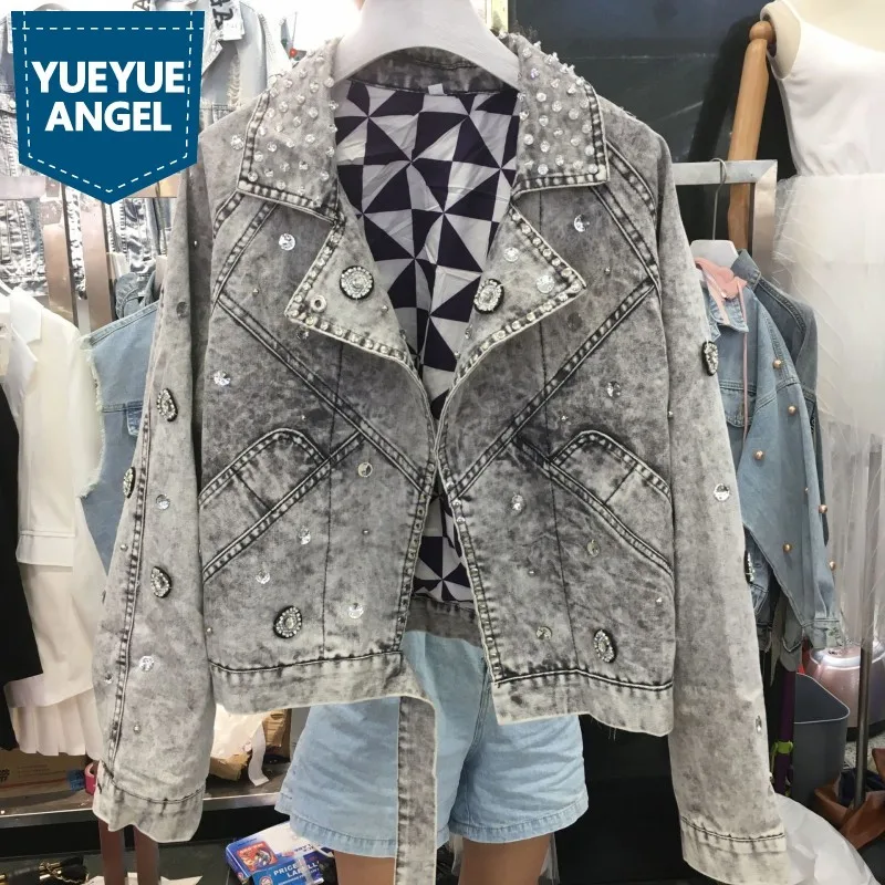 Евро весна осень BF стиль женские джинсовые короткие пальто Панк Винтаж заклепки
