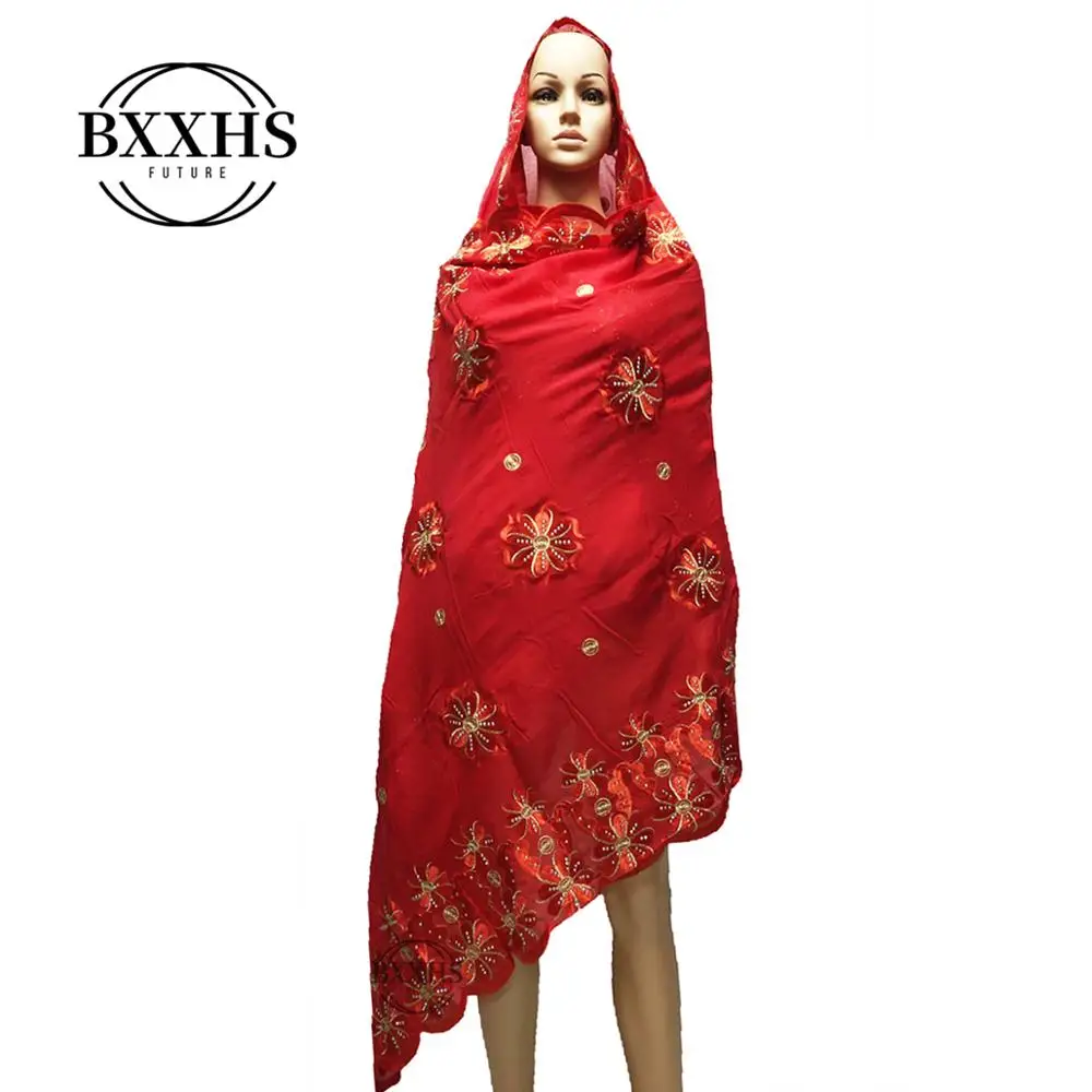 Африканская Женская шаль мусульманская вышивка хлопок шарф хиджаб