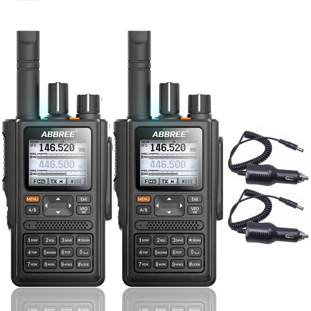 add car charger 2 шт ABBREE AR-F8 gps рация Высокая мощность 136-520 МГц Частота CTCSS DNS Обнаружение огромный СВЕТОДИОДНЫЙ дисплей 10 км большой диапазон - Цвет: add car charger