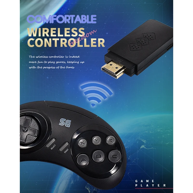 16-битная Беспроводная игровая консоль MD для Sega Genesis Game Stick HDMI-совместимая с 900