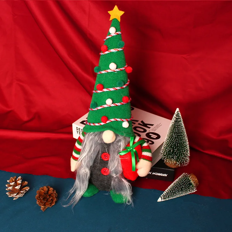Nueva mu&ntilde;eca de &aacute;rbol de Navidad sin rostro, mu&ntilde;eco forester enano en forma de &aacute;rbol, adornos para mu&ntilde;ecas-3