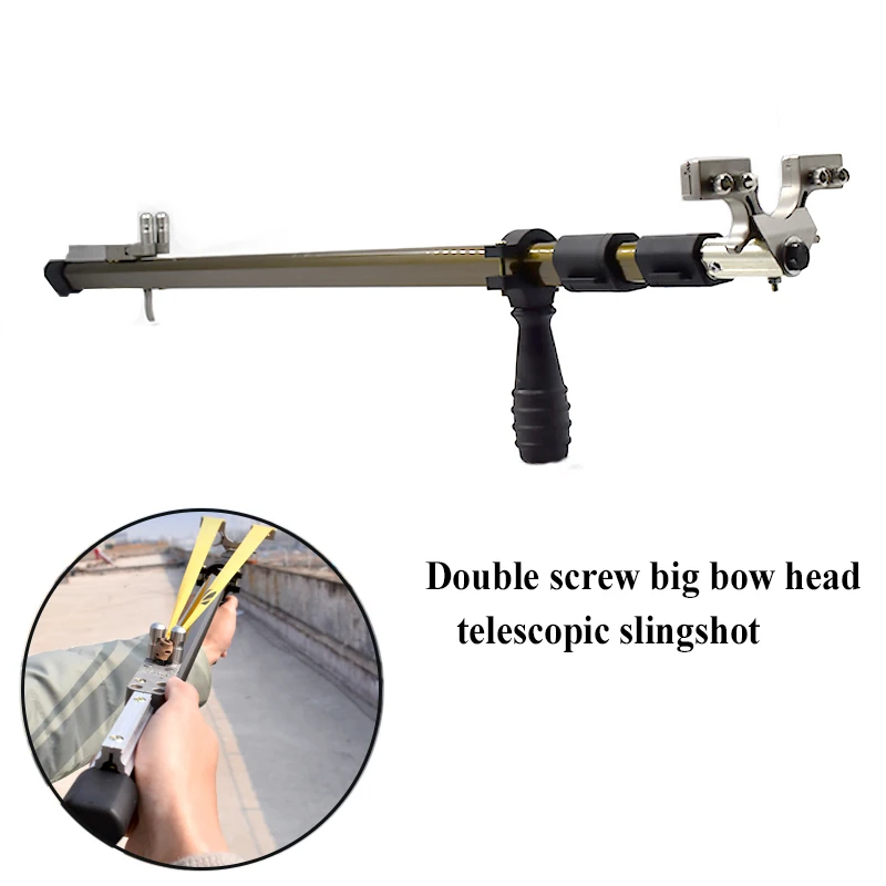 

New Upgraded Telescopic Slingshot Widened Stainless Steel Bow Head Double Screw Design Professional Outdoor Shooting Catapult