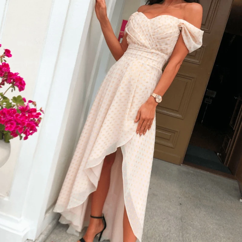 

New Summer Ladies Sexy Tube Top Stitching Sleeves Open Back Women Irregular Dress Elegant Dress XL