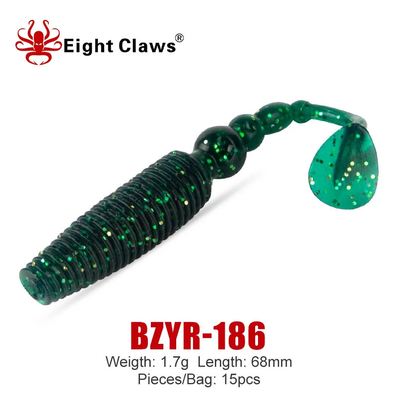 

EIGHT CLAWS 15PCS 68mm 1.7g Vibro Shad Soft Baits Artificial Grub Worm Paddle Tail Soft Fishing Lure Silicone Jigging Wobbler
