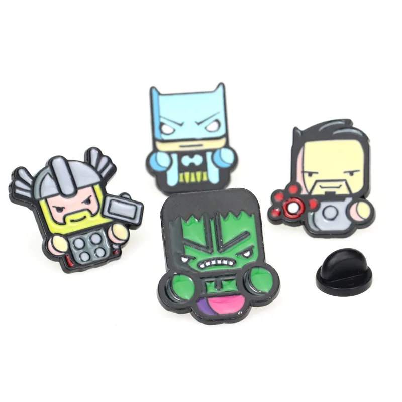Cartoon Q Version Captain America Iron Man Brooches for Women Cute Raytheon Batman Badges Enamel Pins Jewelry Accessories | Украшения и
