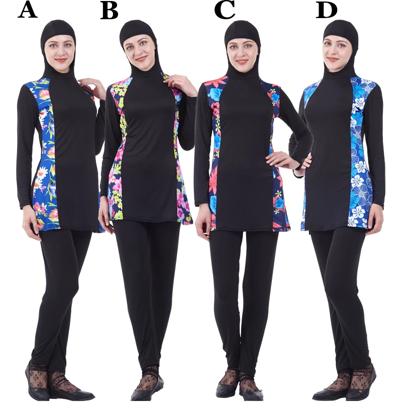 Islamic 2 Piece Suit Swimwear Arabic Women Muslim Swim Wear Burkini Hooded Hijab Swimsuit Modest Surf Sport Burkinis | Спорт и