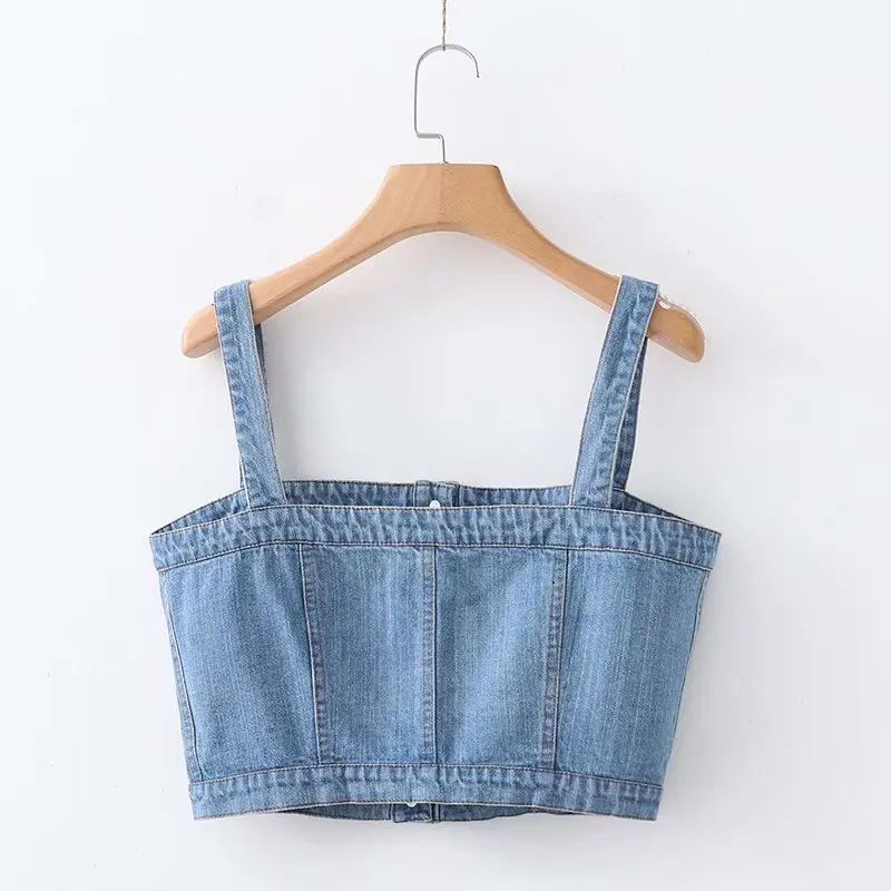 Летний укороченный топ Женская майка джинсовый женский корсет женские