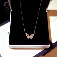 2021 new arrives charm butterfly women necklace trendy waterproof temperament cubic zirconia lady jewelry pendant accessories