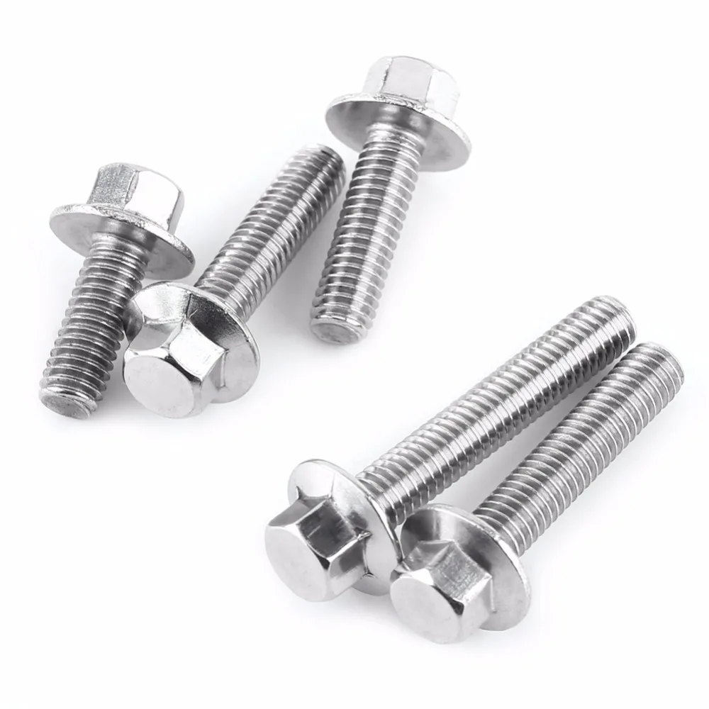 10pcs/Lot M6 tornillos Stainless Steel SS304 Hex Flange Screws Cap Washer Head Bolts Fastener vis tete creuse