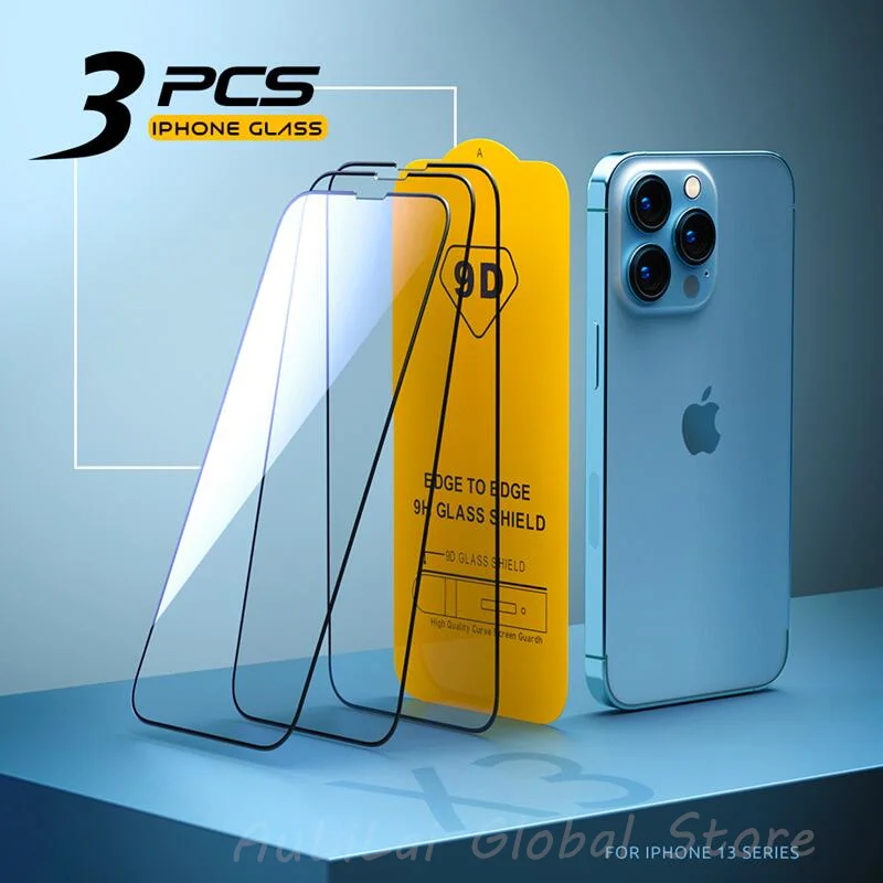 

3PCS 9D Tempered Glass For iPhone 11 12 13 Pro Max Screen Protector For iPhone X XR XS Max 7 8 6 S Plus SE 2020 Full Cover Glass
