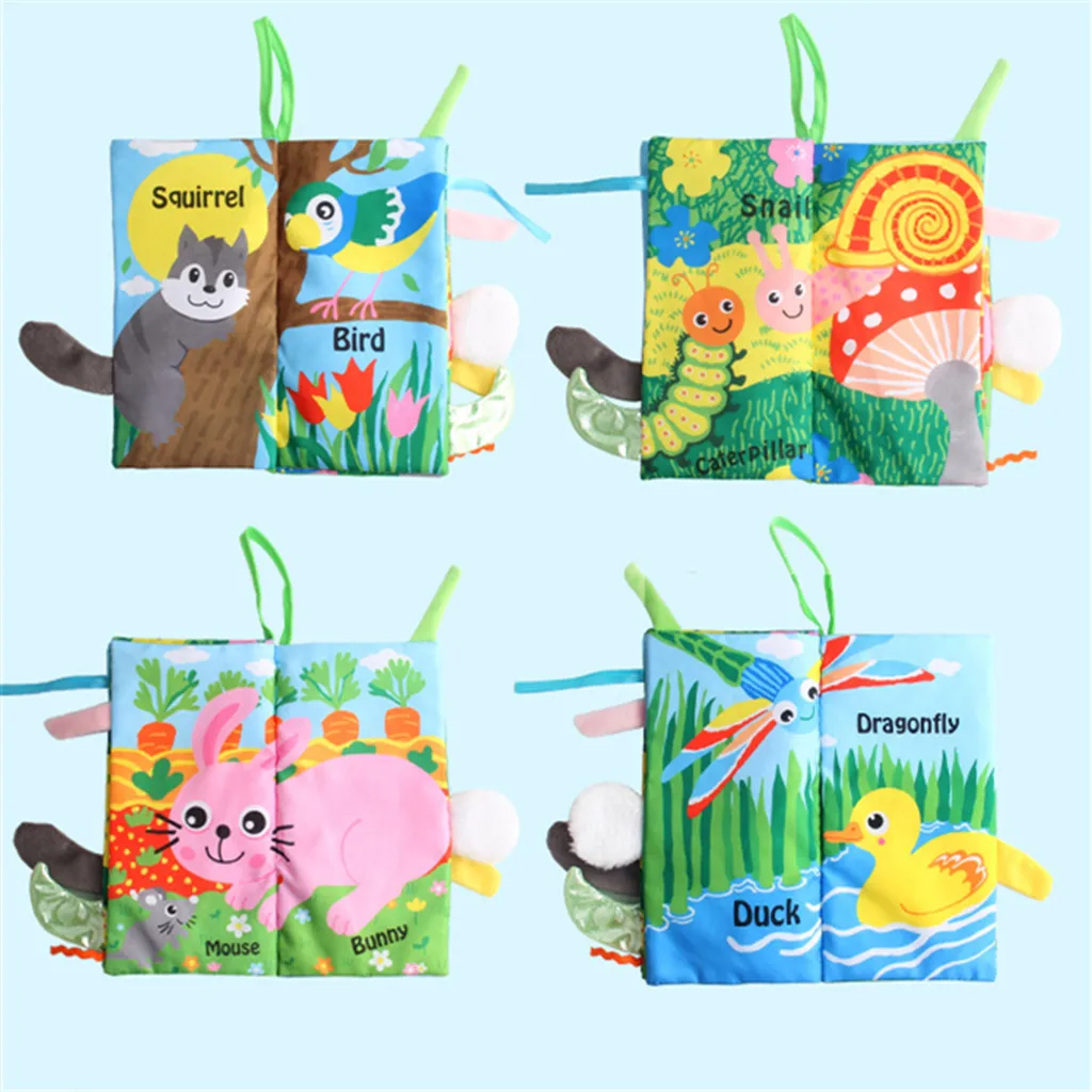 Детские Развивающие игрушки из ткани с объемным животным хвостом обучающие для