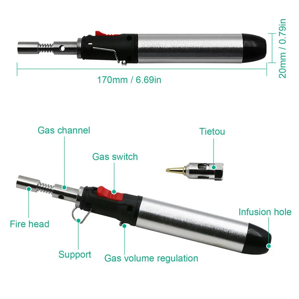 

HT-1937 Flame Butane Gas Soldering Iron 12ml Pen Torch Tool Portable Heat Cordless Welding Torches Hot Air Soldering Gun