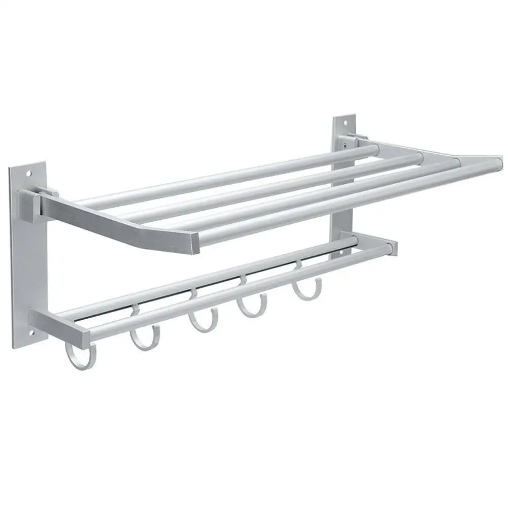 

2-tier Bathroom Towel Rack Holder Wall Mount Hotel Toilet Shower Organizer