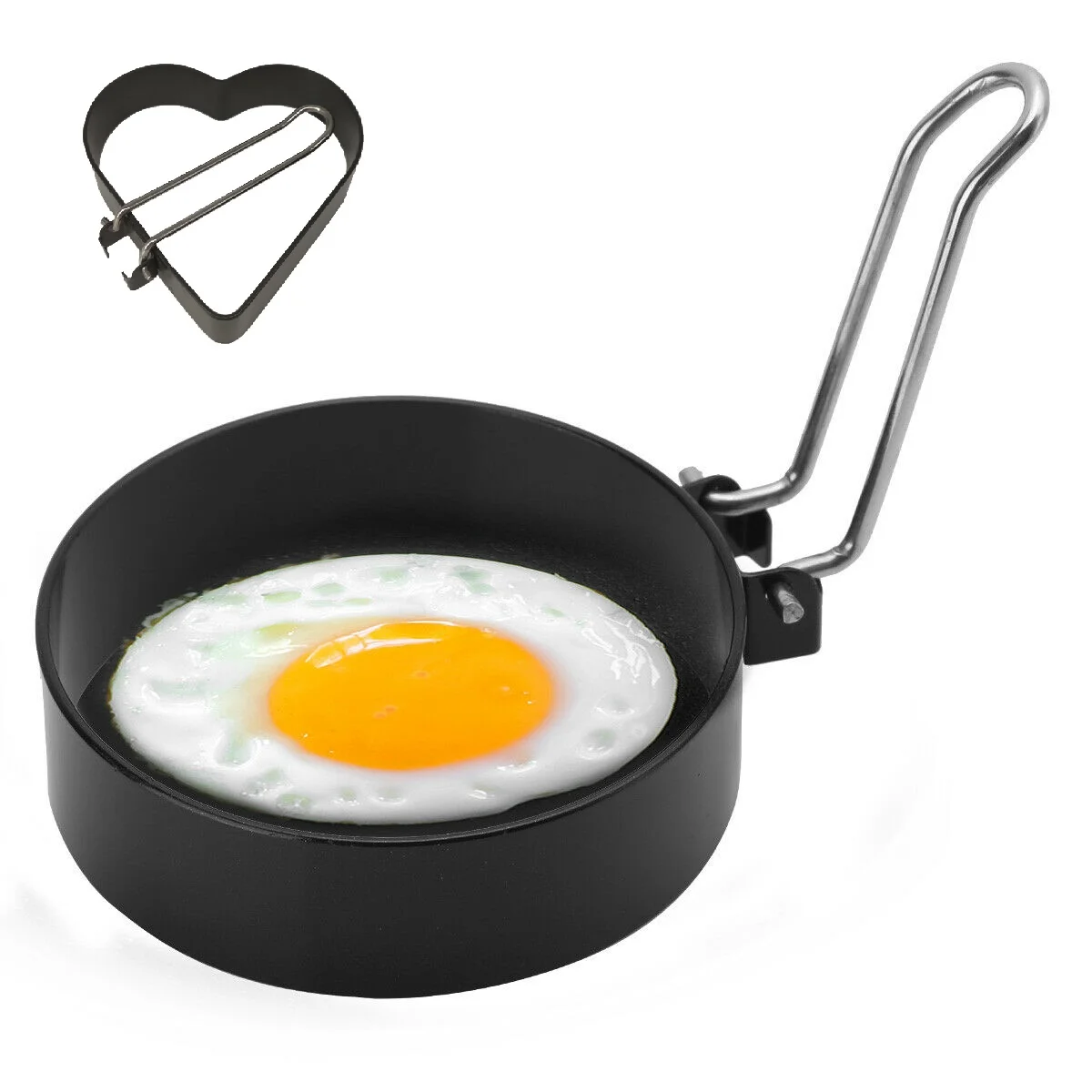 

Металлические кольца в форме сердца и круга для жарки яиц, форма для жарки яиц с ручкой, круглые формы для блинов, форма для жарки яиц, кухонн...
