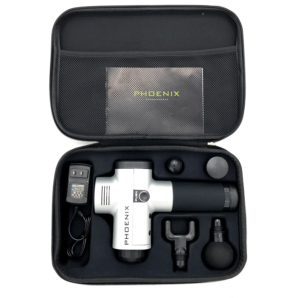 

Phoenix A2 Massage Gun Professional Vibrating Massager Electric Health Care Body Muscle Pain Relief Therapy Low Noise 4/6 Heads