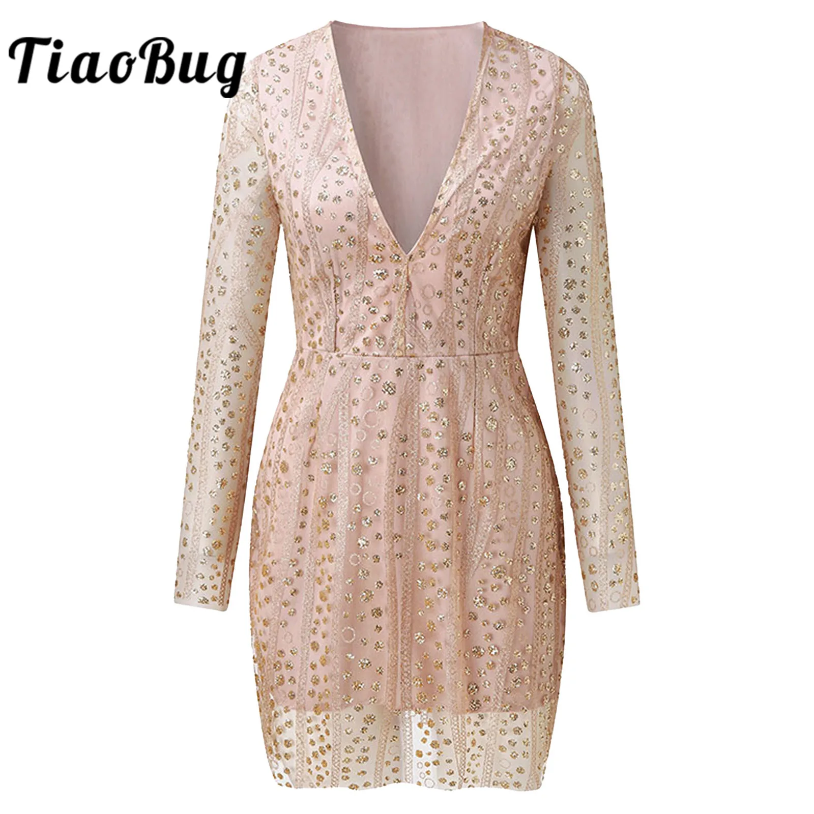 

Women's Cocktail Dresses Sexy Ladies Deep V Neck Sequin Dot Elegant Banquet Party Dress for Wedding Bridesmaid Evening Gown
