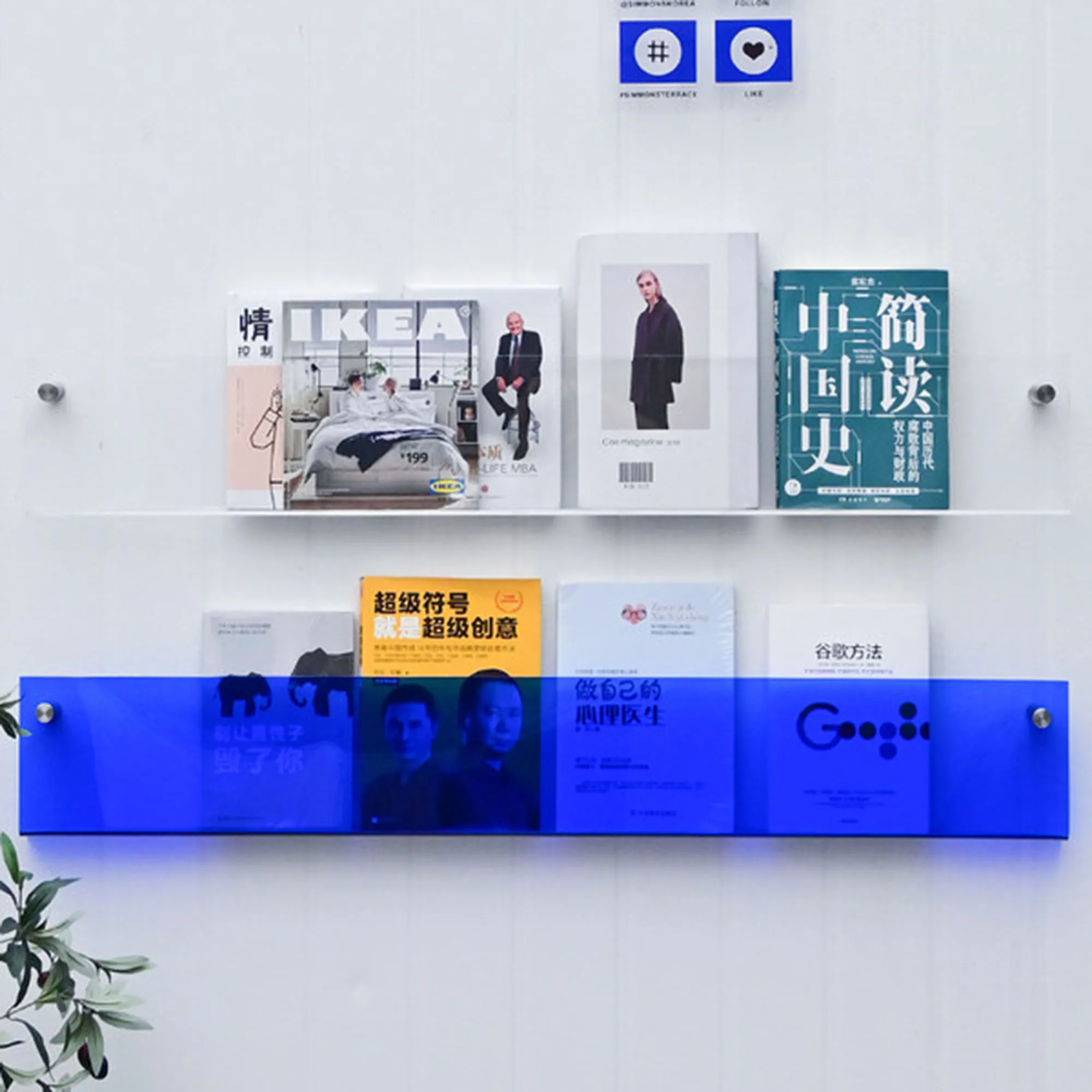 Акриловая декоративная полка для хранения журналов прозрачная периодическая |