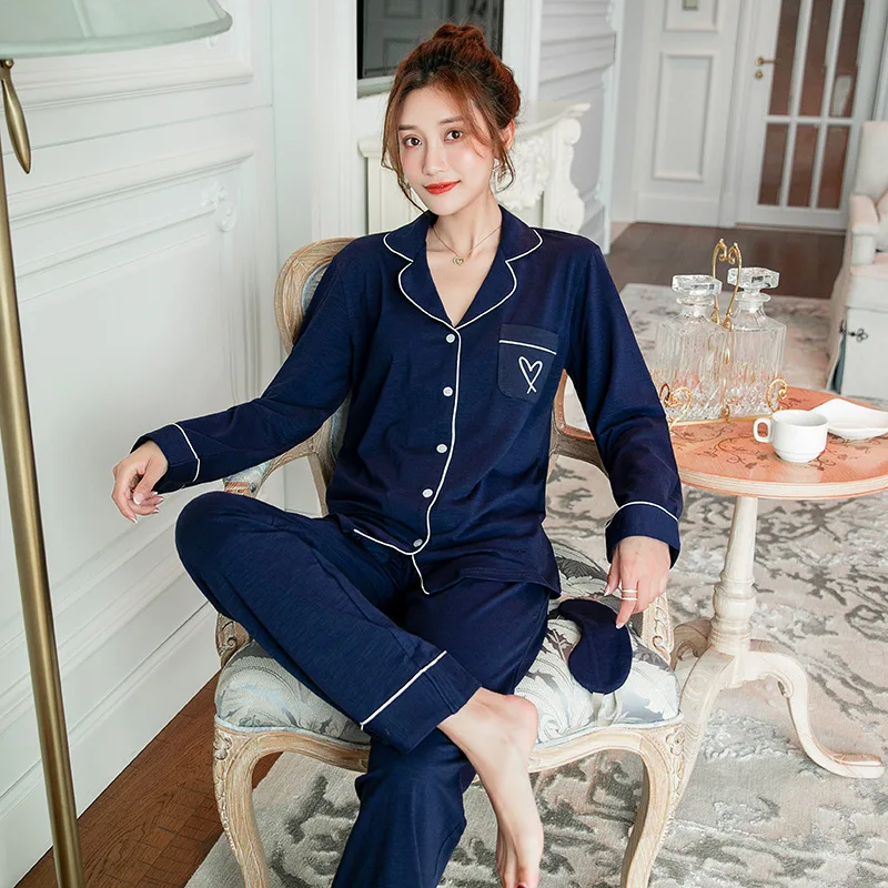 Зимние новые пижамные комплекты из 100% хлопка для пар женская одежда сна с длинным