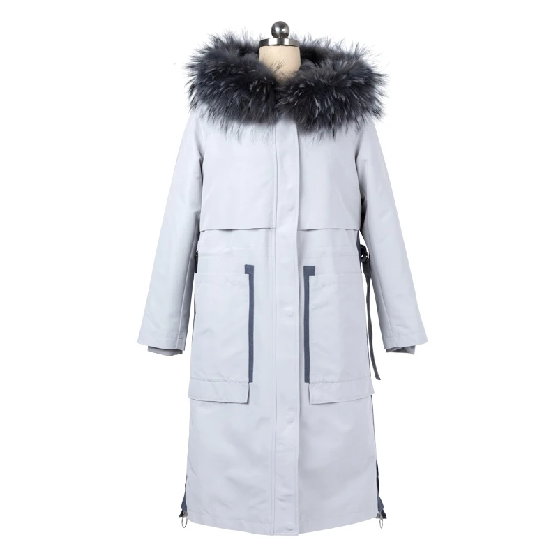 

coat, Real winter sheepskin coat, 2020 women's wear, raccoon skin neck, long coat