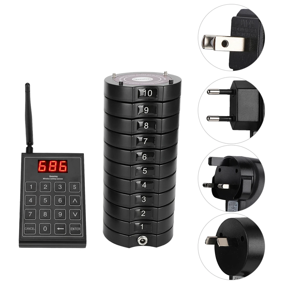 

Restaurant Search Engine Wireless Phone system Queue Doorbell with 30 coasters and a Keyboard Restaurant Doorbell 100-240V