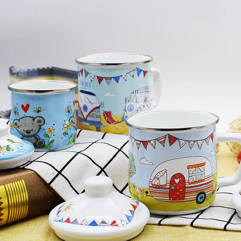 Креативная эмалированная детская чашка для завтрака молочный чай йогурта питья