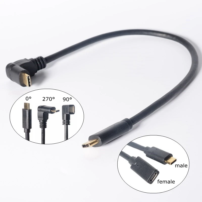 USB C к Type кабель 3 1 Угловой Мужской Женский Quick Charge 20 в 3A USB-C быстрый зарядный
