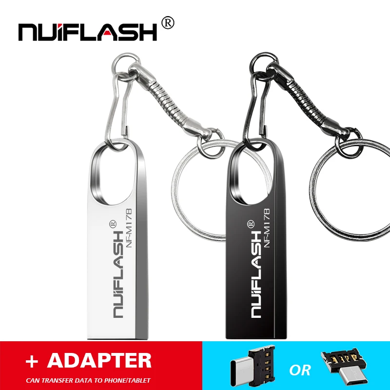 Nuiflash USB флеш накопитель 2 0 32 Гб серебристый/серый металлический диск 64 карта