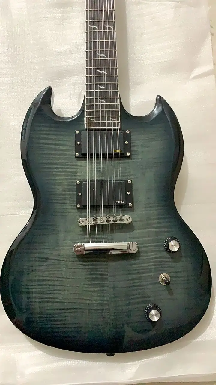 Оптовая продажа Гитары Новый 12 нитей Электрогитары твердое тело в серый черный