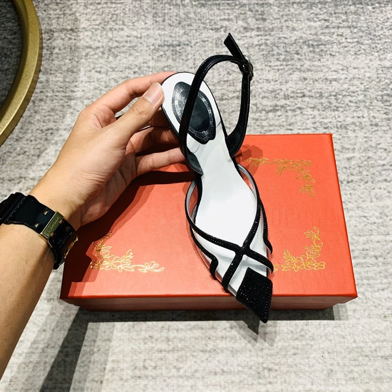 

Prowow Women Summer Sandals Sexy PVC Clear Stiletto High Heels Pumps Luxury Crystal Pointed Women Party Dress Shoes