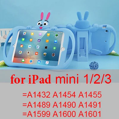 b mini 123 Силиконовый чехол для iPad air 2, 9,7 дюймов,,, детская подставка с милым Кроликом, чехол для планшета для iPad mini 2, 3, 4, 5, чехол - Цвет: b mini 123