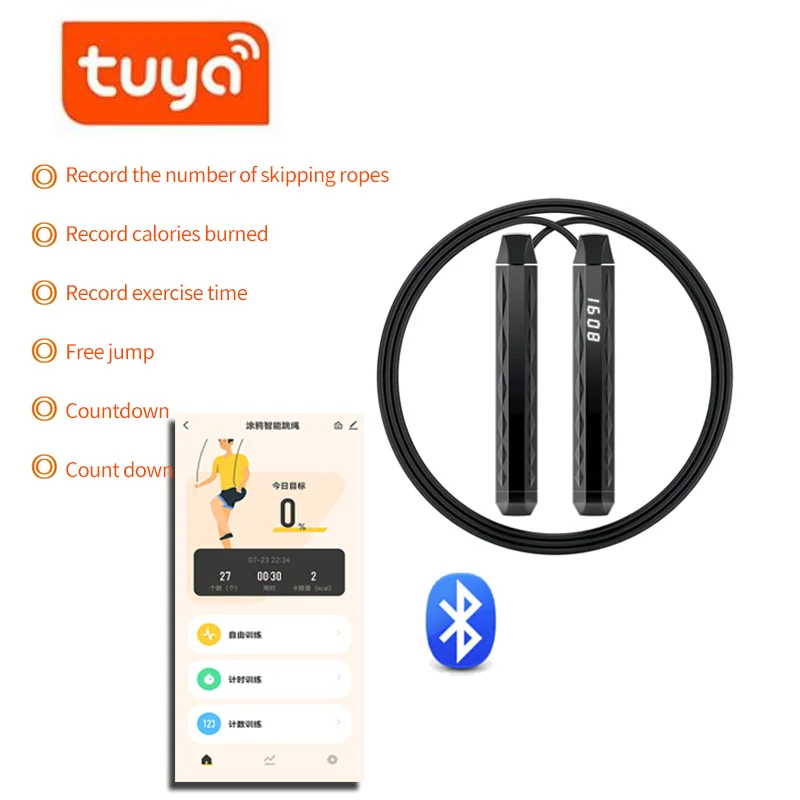 

Умная Скакалка Tuya, Спортивная Скакалка для фитнеса, скакалка, совместимая с Bluetooth, регулируемая износостойкая Магнитная скакалка