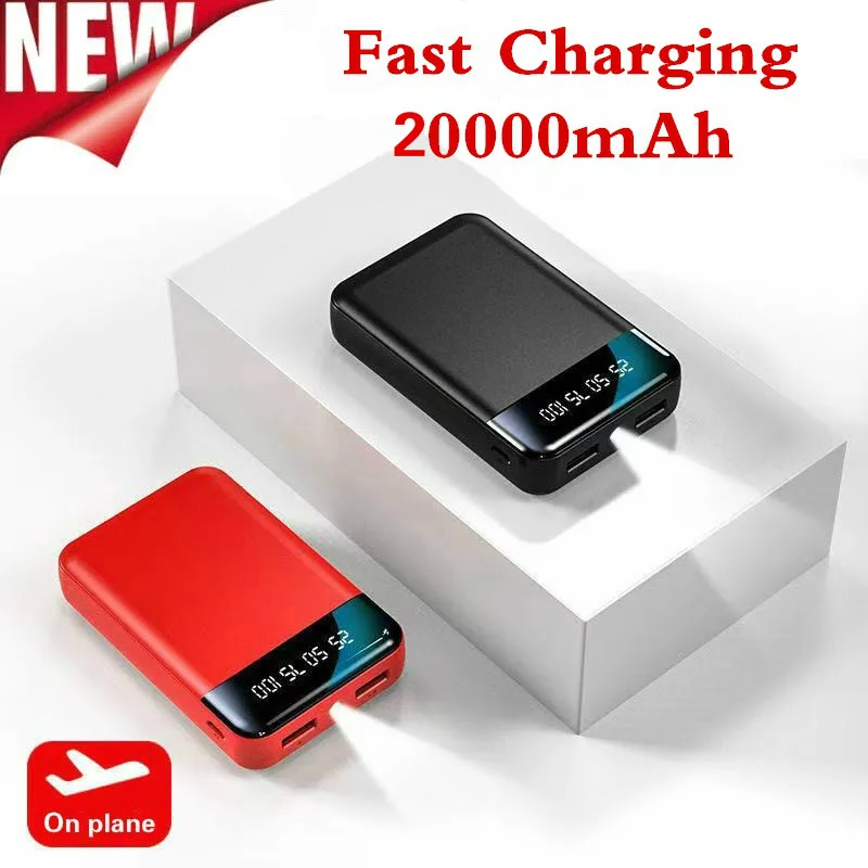 Портативное зарядное устройство 20000 мАч с двумя USB портами внешний мини