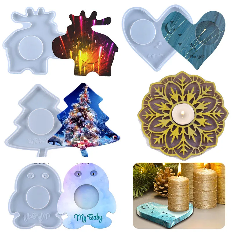 2022 DIY Resin Mold Candle Holder Silicone Mold Wax Mould Clay Epoxy Uv Craft Making Home Decoration Cement Casting Molds Tools images - 6