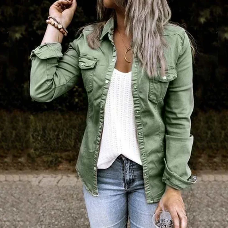 

2021 women's casual jacket solid color spring autumn single-breasted lapel cardigan fashion jacket female short coat temperament