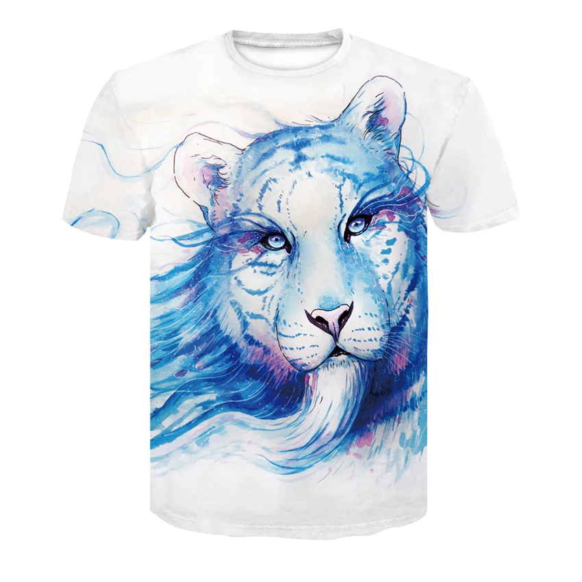 

2021 New Pattern summer Men's T-shirt Colorful Lion Head 3D Printing round Neck Short Sleeve Fashion 3d T-shirt Mens Clothing