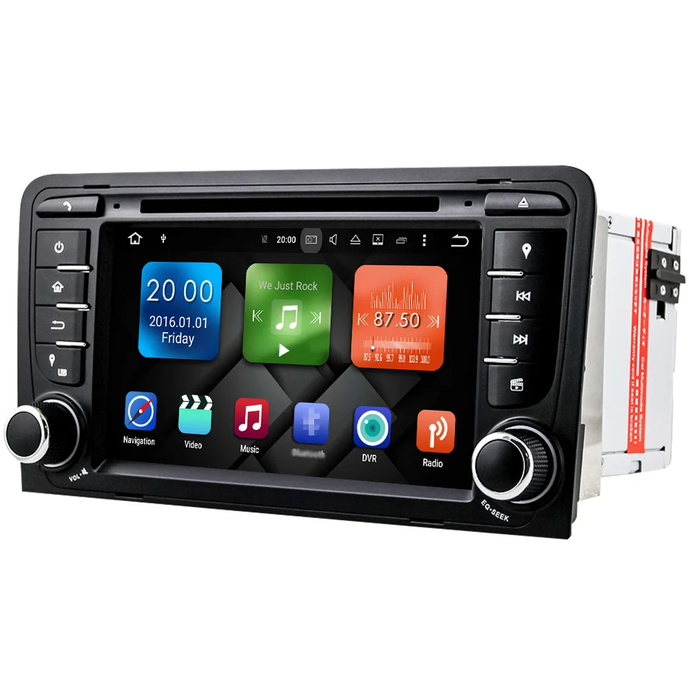 Eunavi 2 din Android 9 Автомобильный мультимедийный dvd плеер для Audi A3 8P 2003 2012 S3 2006 RS3 Sportback 2011