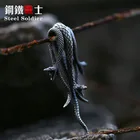 МужскаяЖенская Длинная змея, из нержавеющей стали, с тремя головками, аксессуары для байкеров, ожерелье с медальоном в виде змеи