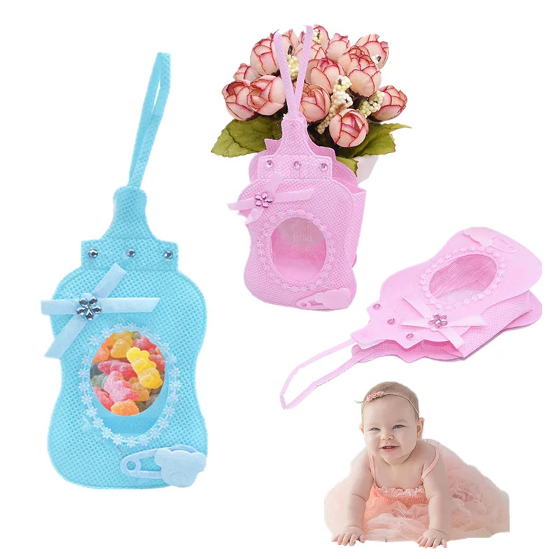 

6/12pcs Souvenirs Gift Bag Baby Bottle Chocolate Candy Packaging Bags For Kid Birthday Baby Shower Party Gender Reveal Supplies