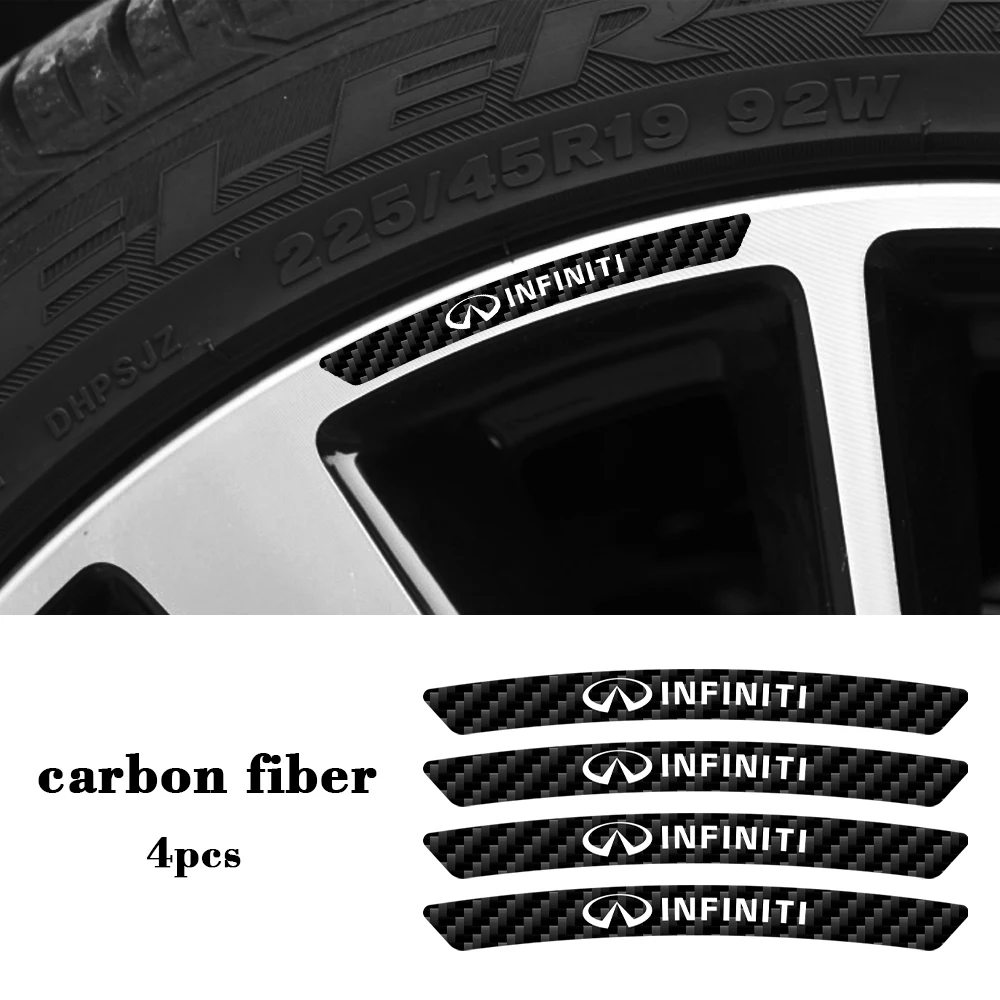 

4PCS Car Wheels Rims Decoration Sticker Decal For Infiniti ESQ EX25 EX35 EX37 FX35 JX35 G25 G35 G37 M25 M37 Q60 QX70 QX80 IPL