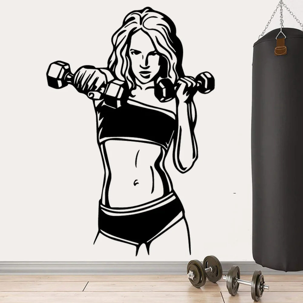 Женский стикер на стену с мускулами для фитнеса, занятий спортом, виниловый стикер для домашнего декора, идеи для интерьера, съемный дизайн, Adesivo De Parede