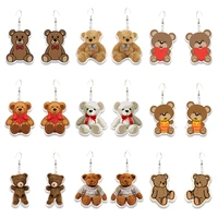 acrylic hook drop earrings doll bear pattern for kid charm gift summer jewelry decoration