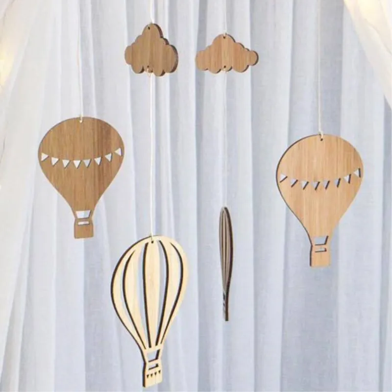Деревянный воздушный шар, ветровой колокольчик, подвесные настенные украшения, детская кровать, колокольчик, INS, скандинавский стиль, украшение детской комнаты, детский реквизит для фотосессии