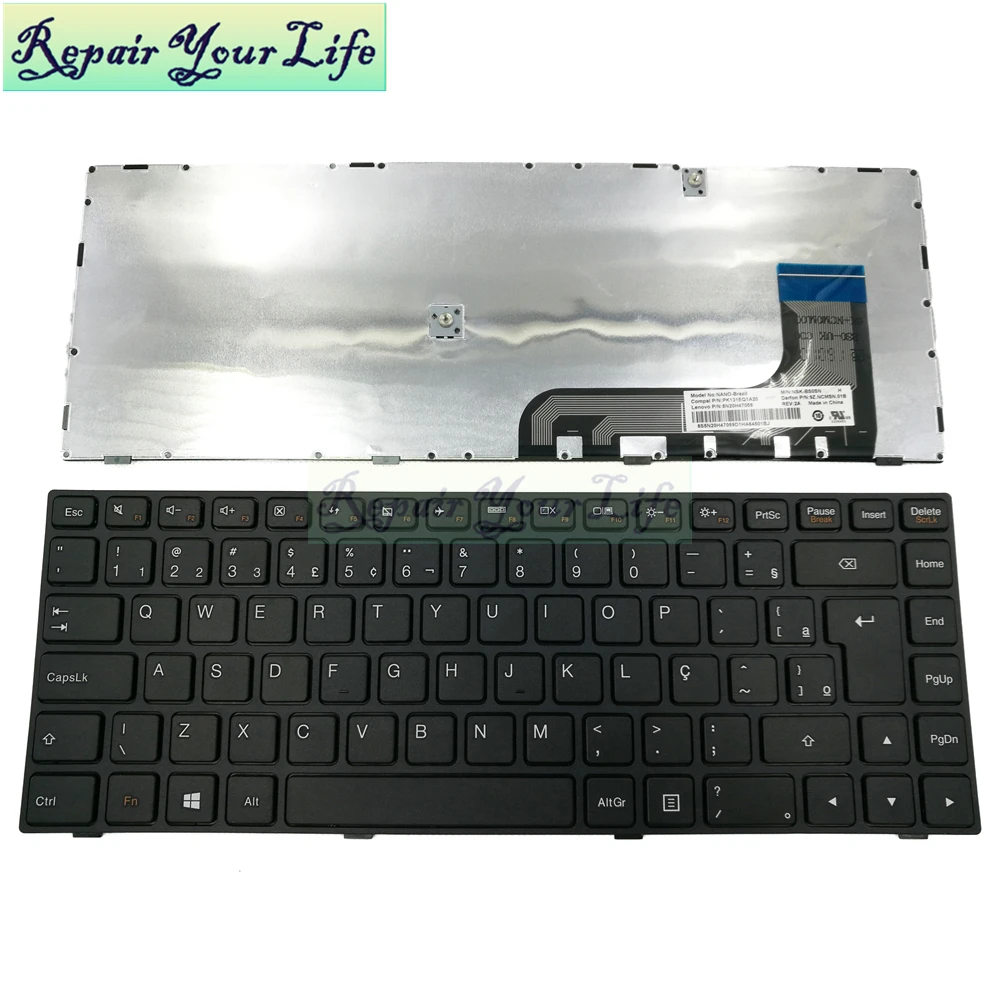 Клавиатура для ноутбука BR/бразильская Lenovo 100 14iby 9Z.NCMSN.01B 5N20H47059 PK131EQ1A20 NSK BS0SN Черная