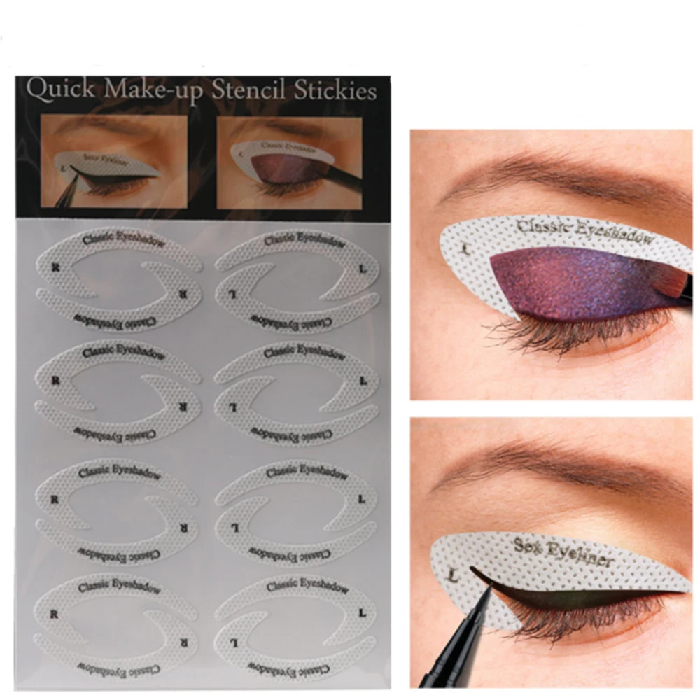 

4Sheets Eye Makeup Stencils Winged Eyeliner Stencil Template Shaping Tool Eyebrows Eye Shadow Makeup Template Tool stickers Card
